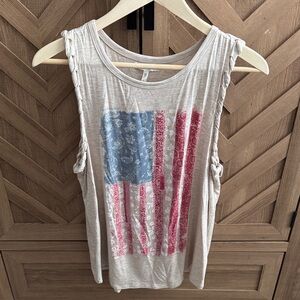 Maurices Gray Tank Top with American Flag Design